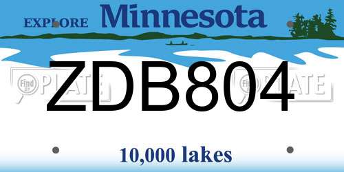 ZDB804 Minnesota License Plate