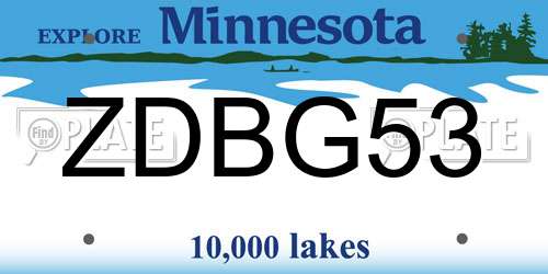 ZDBG53 Minnesota License Plate