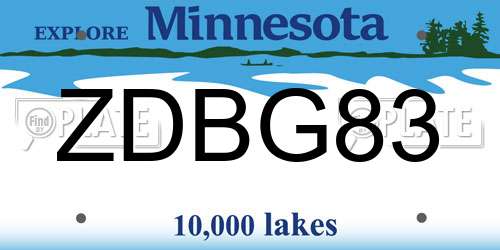 ZDBG83 Minnesota License Plate