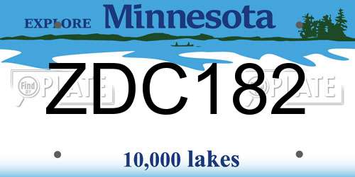 ZDC182 Minnesota License Plate