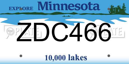 ZDC466 Minnesota License Plate