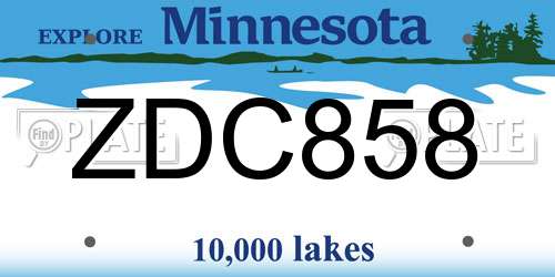 ZDC858 Minnesota License Plate