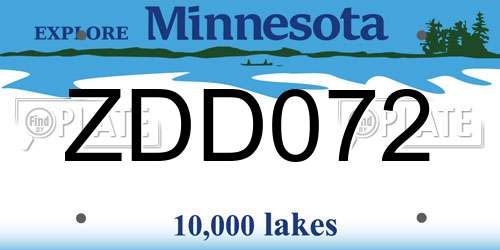 ZDD072 Minnesota License Plate