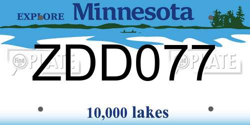 ZDD077 Minnesota License Plate