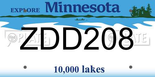ZDD208 Minnesota License Plate