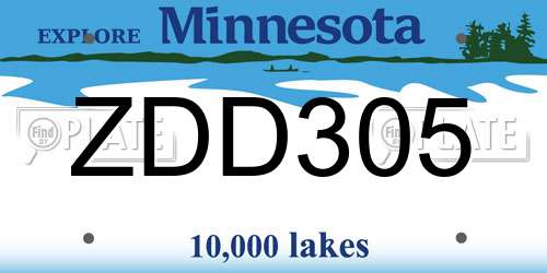 ZDD305 Minnesota License Plate