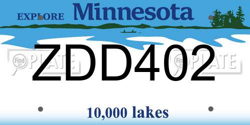 ZDD402 Minnesota License Plate