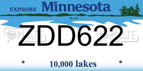 ZDD622 Minnesota License Plate