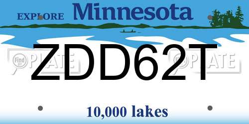 ZDD62T Minnesota License Plate
