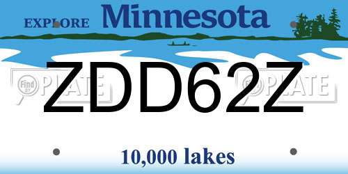 ZDD62Z Minnesota License Plate