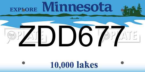 ZDD677 Minnesota License Plate