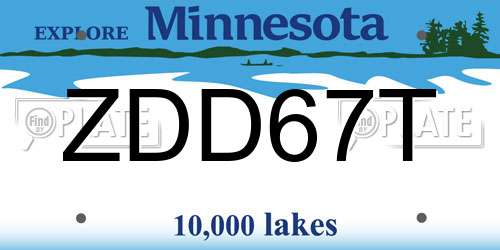 ZDD67T Minnesota License Plate