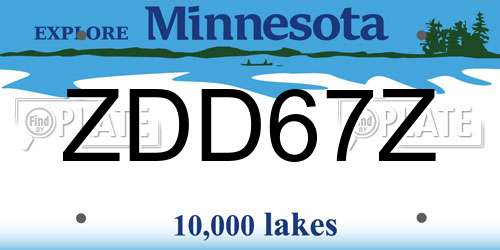 ZDD67Z Minnesota License Plate