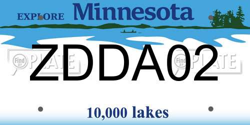 ZDDA02 Minnesota License Plate