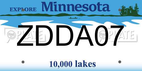 ZDDA07 Minnesota License Plate