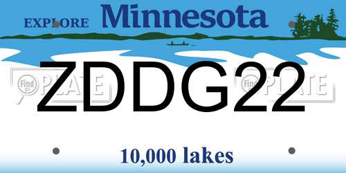 ZDDG22 Minnesota License Plate