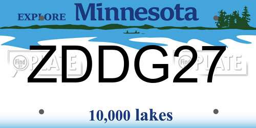 ZDDG27 Minnesota License Plate