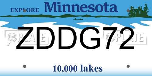 ZDDG72 Minnesota License Plate