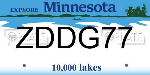 ZDDG77 Minnesota License Plate
