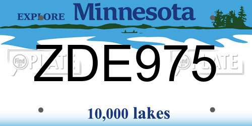 ZDE975 Minnesota License Plate