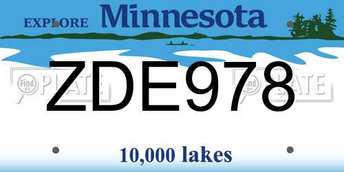 ZDE978 Minnesota License Plate