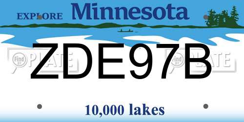 ZDE97B Minnesota License Plate