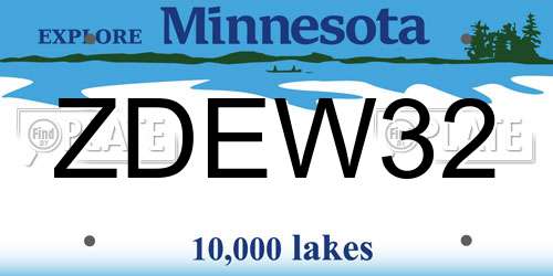ZDEW32 Minnesota License Plate