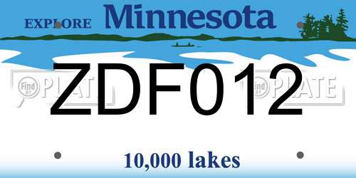 ZDF012 Minnesota License Plate