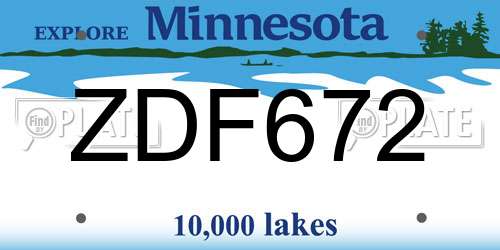 ZDF672 Minnesota License Plate