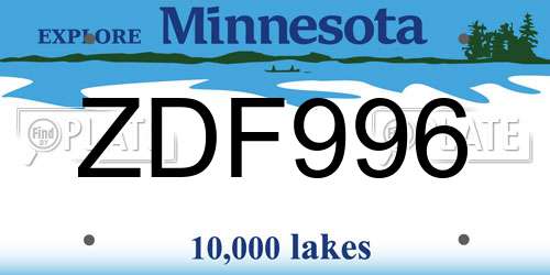 ZDF996 Minnesota License Plate