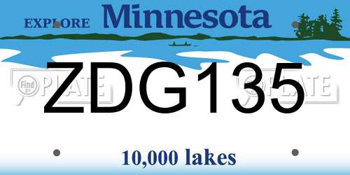 ZDG135 Minnesota License Plate