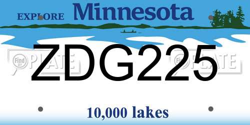 ZDG225 Minnesota License Plate
