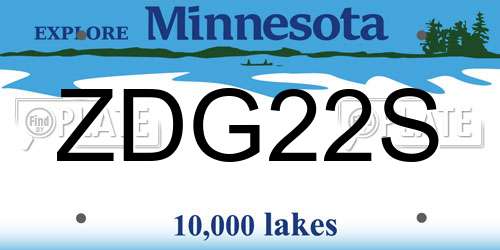 ZDG22S Minnesota License Plate