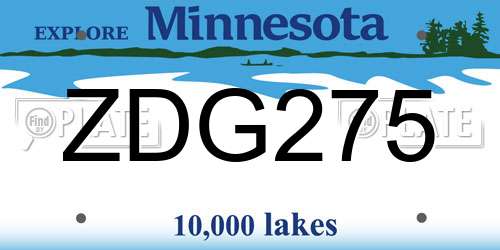 ZDG275 Minnesota License Plate