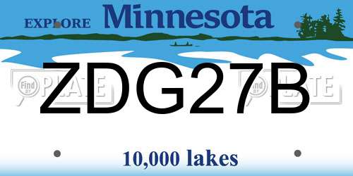 ZDG27B Minnesota License Plate