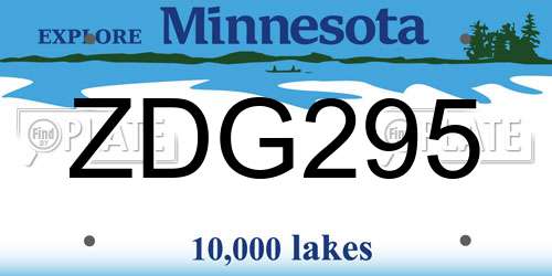 ZDG295 Minnesota License Plate