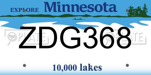 ZDG368 Minnesota License Plate