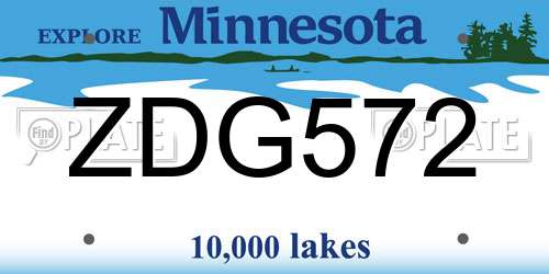 ZDG572 Minnesota License Plate