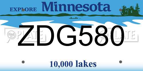 ZDG580 Minnesota License Plate