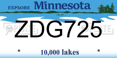 ZDG725 Minnesota License Plate
