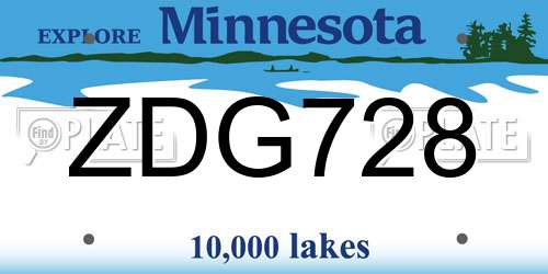 ZDG728 Minnesota License Plate
