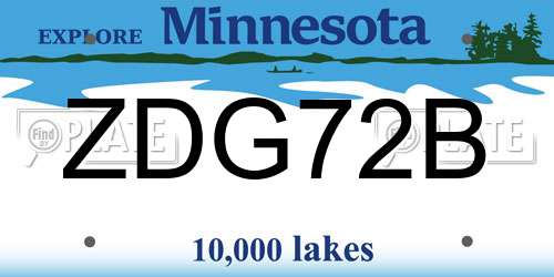ZDG72B Minnesota License Plate