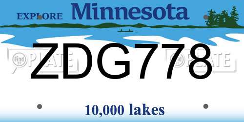 ZDG778 Minnesota License Plate