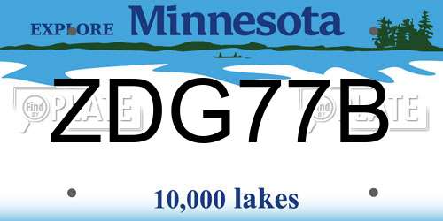 ZDG77B Minnesota License Plate