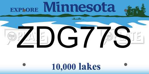 ZDG77S Minnesota License Plate