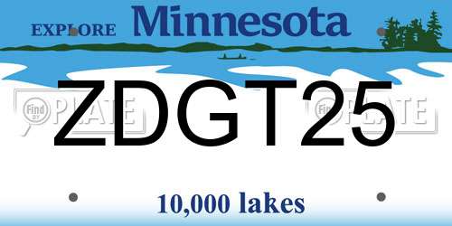 ZDGT25 Minnesota License Plate
