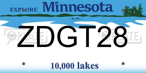 ZDGT28 Minnesota License Plate