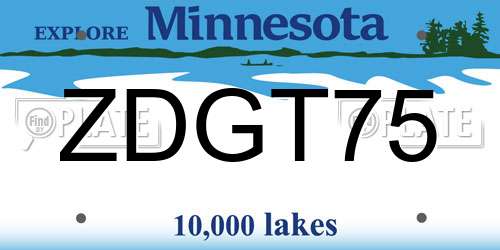 ZDGT75 Minnesota License Plate