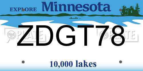 ZDGT78 Minnesota License Plate