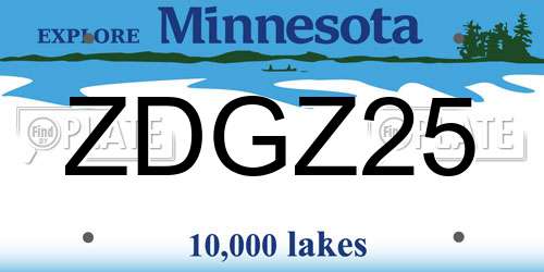 ZDGZ25 Minnesota License Plate